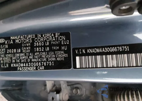 2016 Kia Rio Lx from USA, damaged, VIN KNADM4A30G6676751